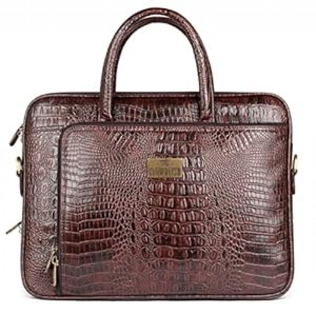 THE CLOWNFISH Unisex-Adult Crocodilan Laptop Bag/Messenger Bag For 15.6 Inch Laptops (Rust Brown)