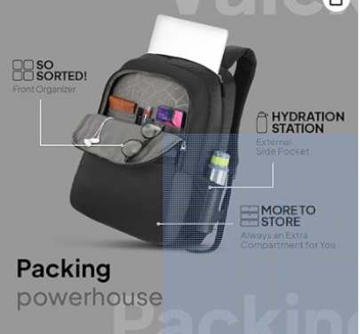 American Tourister Valex 28 Ltrs Large Laptop Backpack with Bottle Pocket and Front Organizer- Black 0