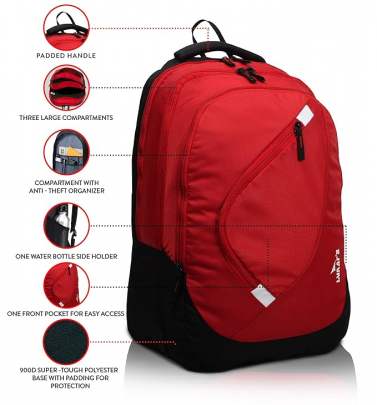 Lunar's Comet 35L School Bag for Boys | Water resistant travel backpack | College bag for girls | Backpack for travelling with 1 Year Warranty 1