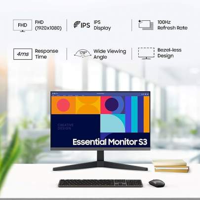 Samsung 24-inch (60.46cm) FHD, IPS Display, 100 Hz, 1920 x 1080 Flat Monitor 0