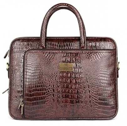 THE CLOWNFISH Unisex-Adult Crocodilan Laptop Bag/Messenger Bag For 15.6 Inch Laptops (Rust Brown)