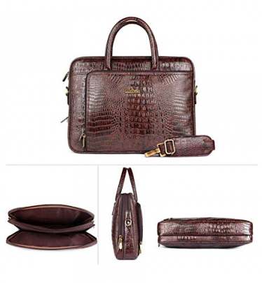 THE CLOWNFISH Unisex-Adult Crocodilan Laptop Bag/Messenger Bag For 15.6 Inch Laptops (Rust Brown) 1