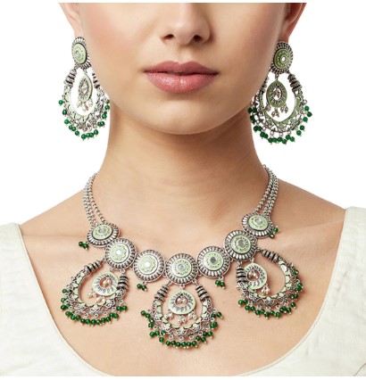 Silver Imitation Necklace & Earrings